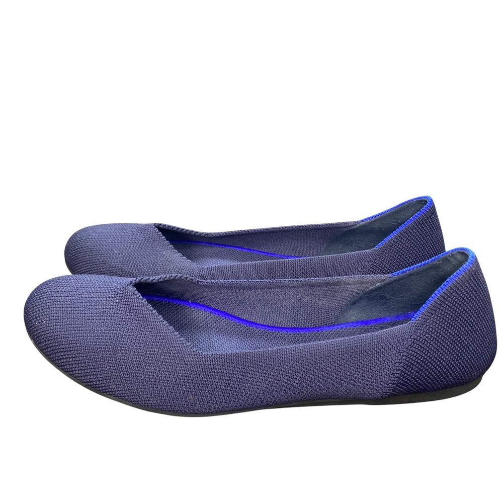 Rothys The Flat Navy Blue Round Toe Knit Sustainable Ballet Flats Womens 8 - Picture 4 of 10